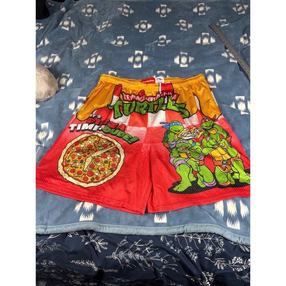 Chalk Line TMNT Ninja Turtles Pizza Time Mesh Basketball Shorts Mens 4XL Red